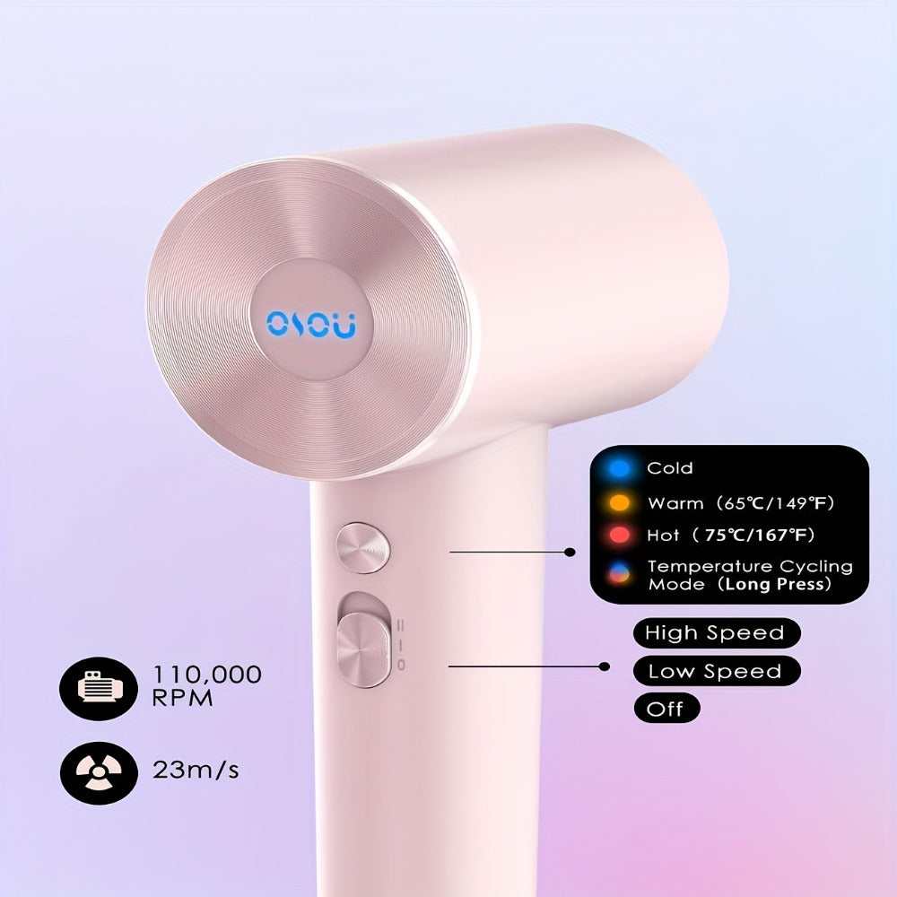 Compact Hair Dryer with 110, 000 RPM Motor-Speed Marking, Six Color Options and Concentrator-Style Nozzle — image 2