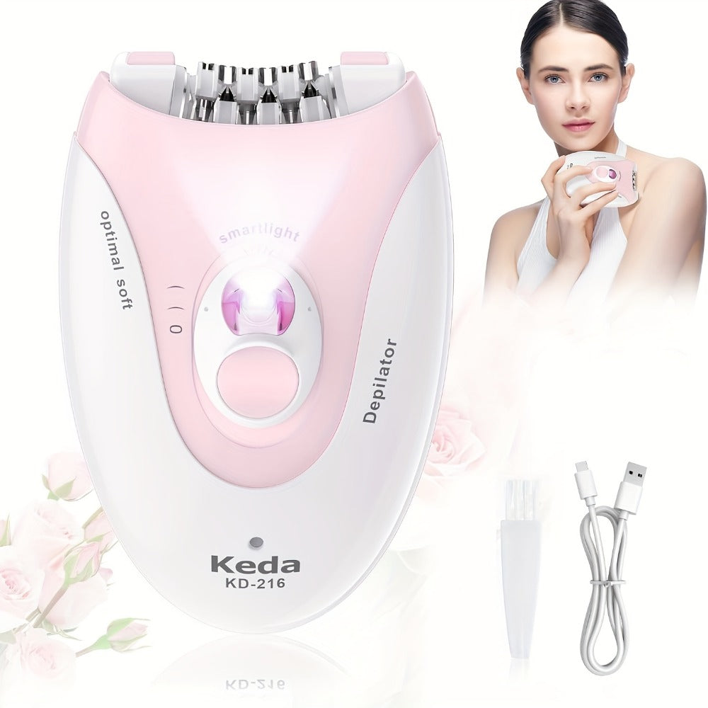 Electric Epilator for Women USB Rechargeable 2-Speed Painless Hair Removal – Stainless Steel Blades Cordless Portable Body Ha