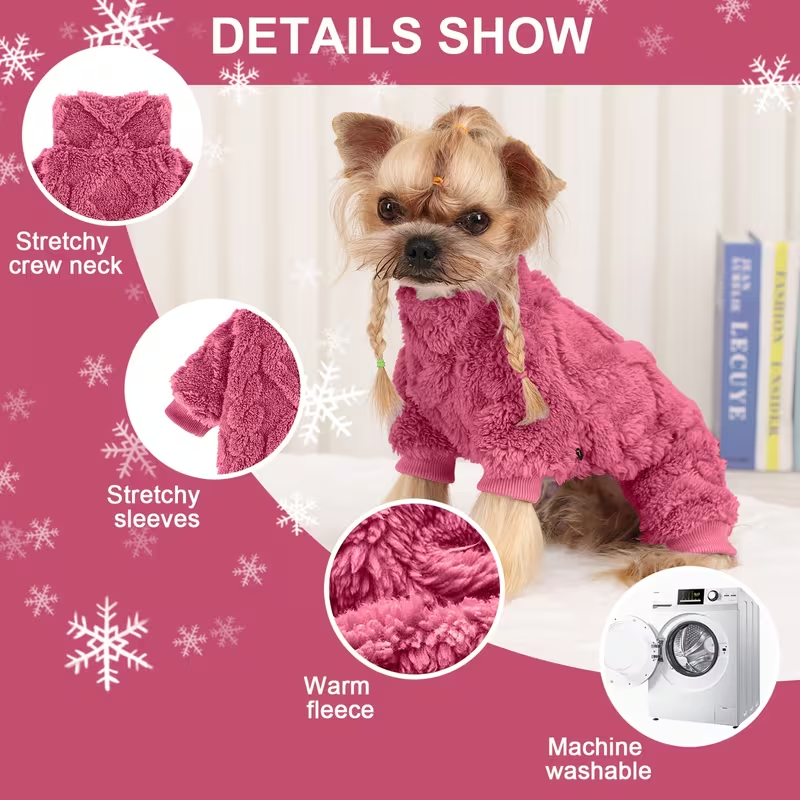 Fleece Dog Turtleneck Jumpsuit with Six Colors, Four-Leg Cut and XXS–M Sizes for Small Pets — image 11