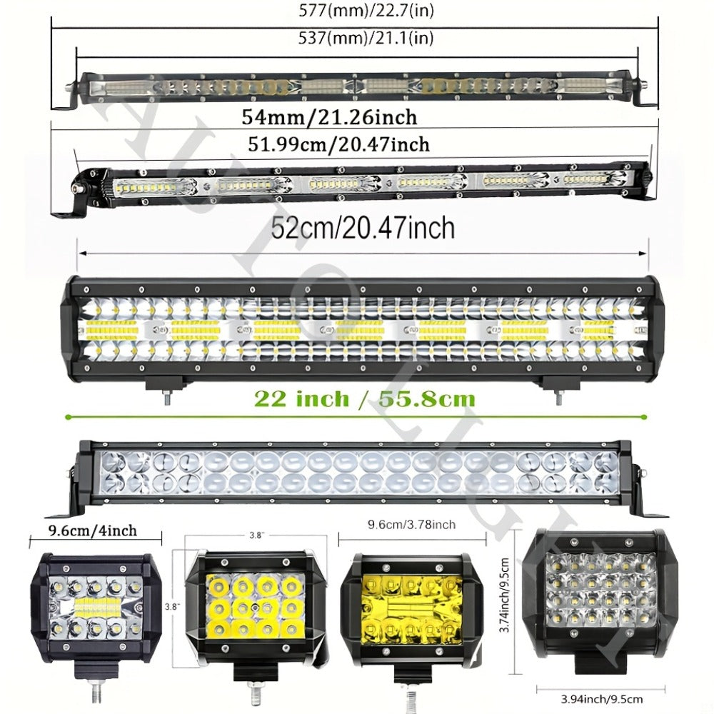 LED Off-Road Light Bar Kit 4"-21" Strip & Work Lights Combo for Jeep Truck Car – Wiring Harness Included — image 2