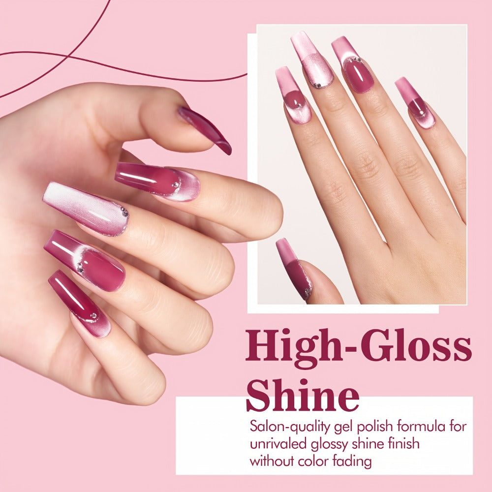 Nine-Color Cat Eye Gel Polish Jar Set with MORDDA Flower Order Shades and Included Magnetic Tool — image 4