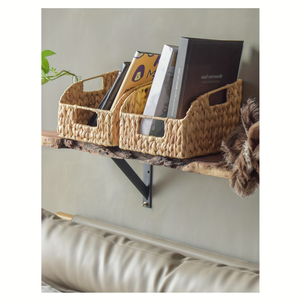 Water Hyacinth Pantry Storage Baskets 2-Pack with Seagrass Options and Integrated Shelf Handles — image 10