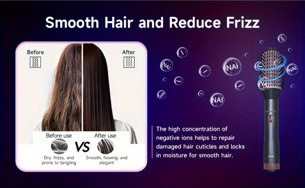 5-in-1 Hot Air Styling Comb Set Negative Ion Hair Dryer Brush with 5 Interchangeable Heads, for Home, Travel and Salon Hair S