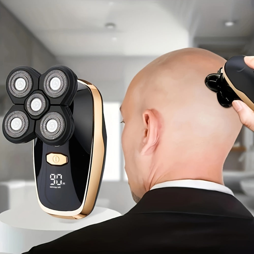 Electric Shaver 5-in-1 Grooming Kit with Nose Trimmer, Hair Clipper, Facial Brush, USB Charging and Display — image 2