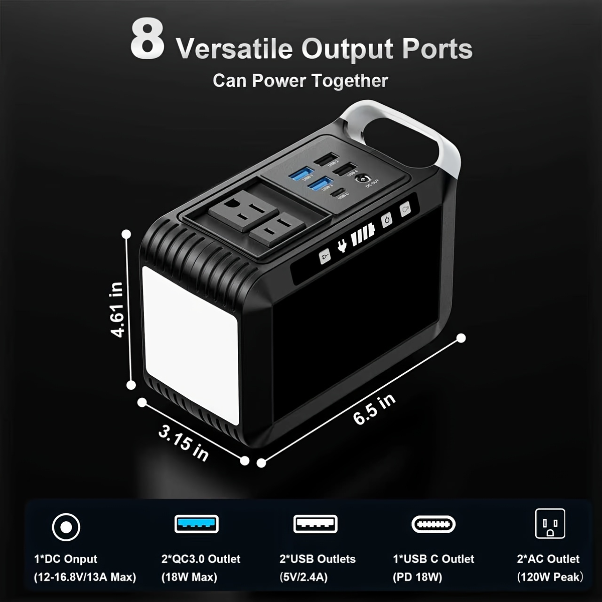 Portable Power Station 88/148/172Wh with AC Outlet 110V, Solar Generator for Camping, USB3.0 QC Fast Charge — image 7
