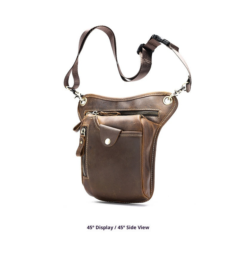 Men's Denim Leather Leg Bag Outdoor Sports