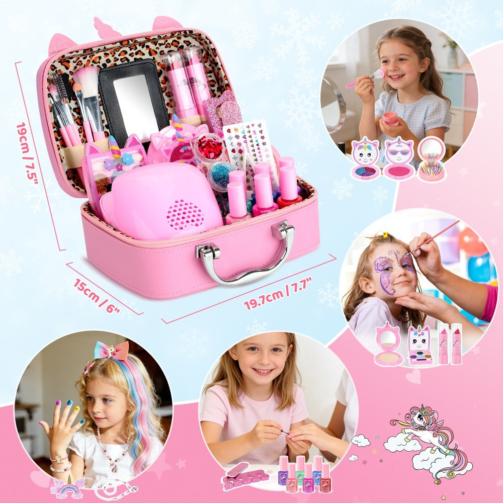 Kids Makeup Set for Girls, 2-in-1 Princess Makeup & Nail Art Kit, Pretend Play Cosmetics with Nail Polish — image 11