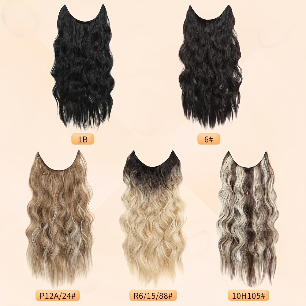 Invisible Wire Hair Extensions 22 Inch for Women – Transparent Fish Line 4 Clips Long Wavy Hairpiece for Thin Fine Hair — ima