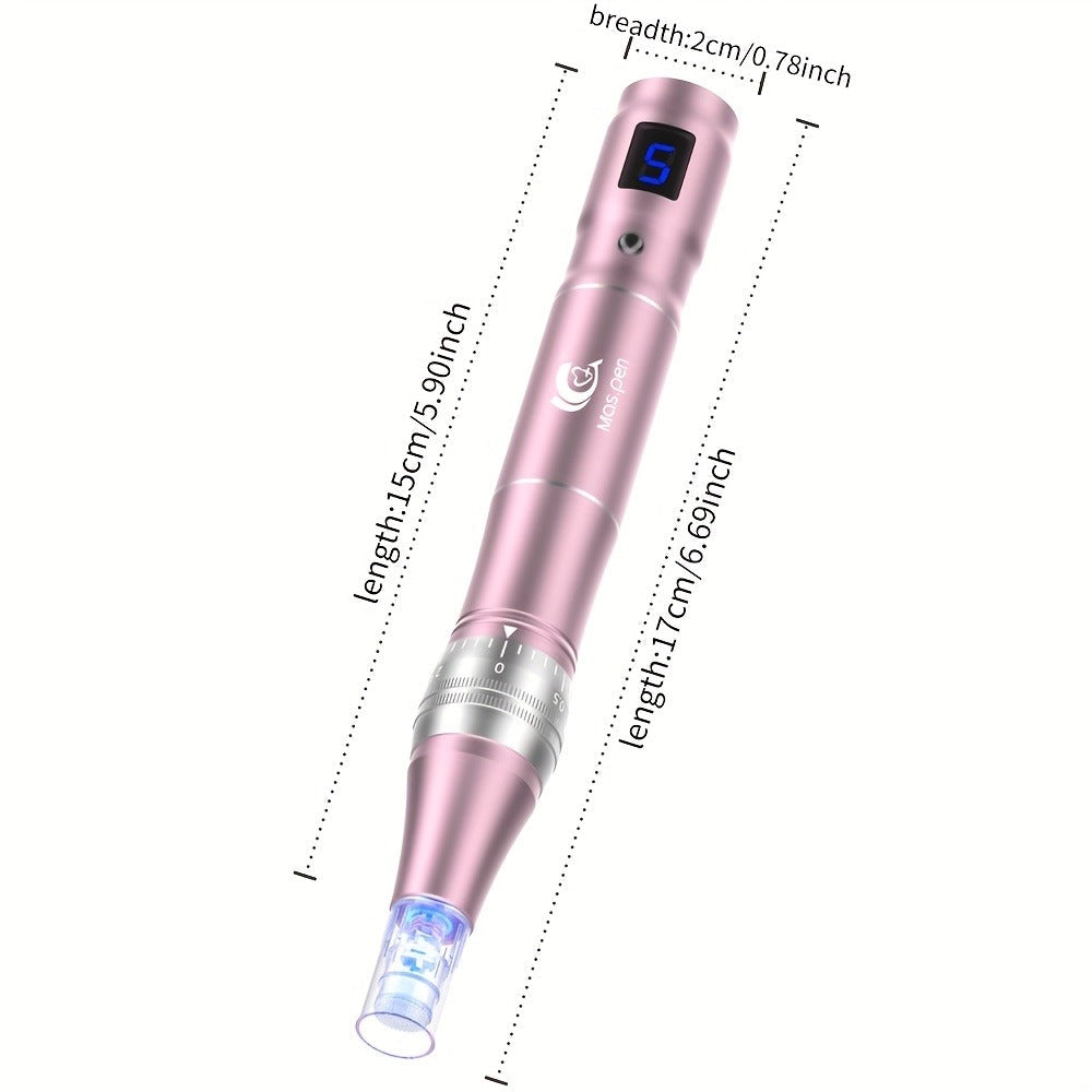 L6 Pink Microneedling Pen Kit with 10 Replacement Tips, Six Speed Levels and USB Charging Cable — image 5