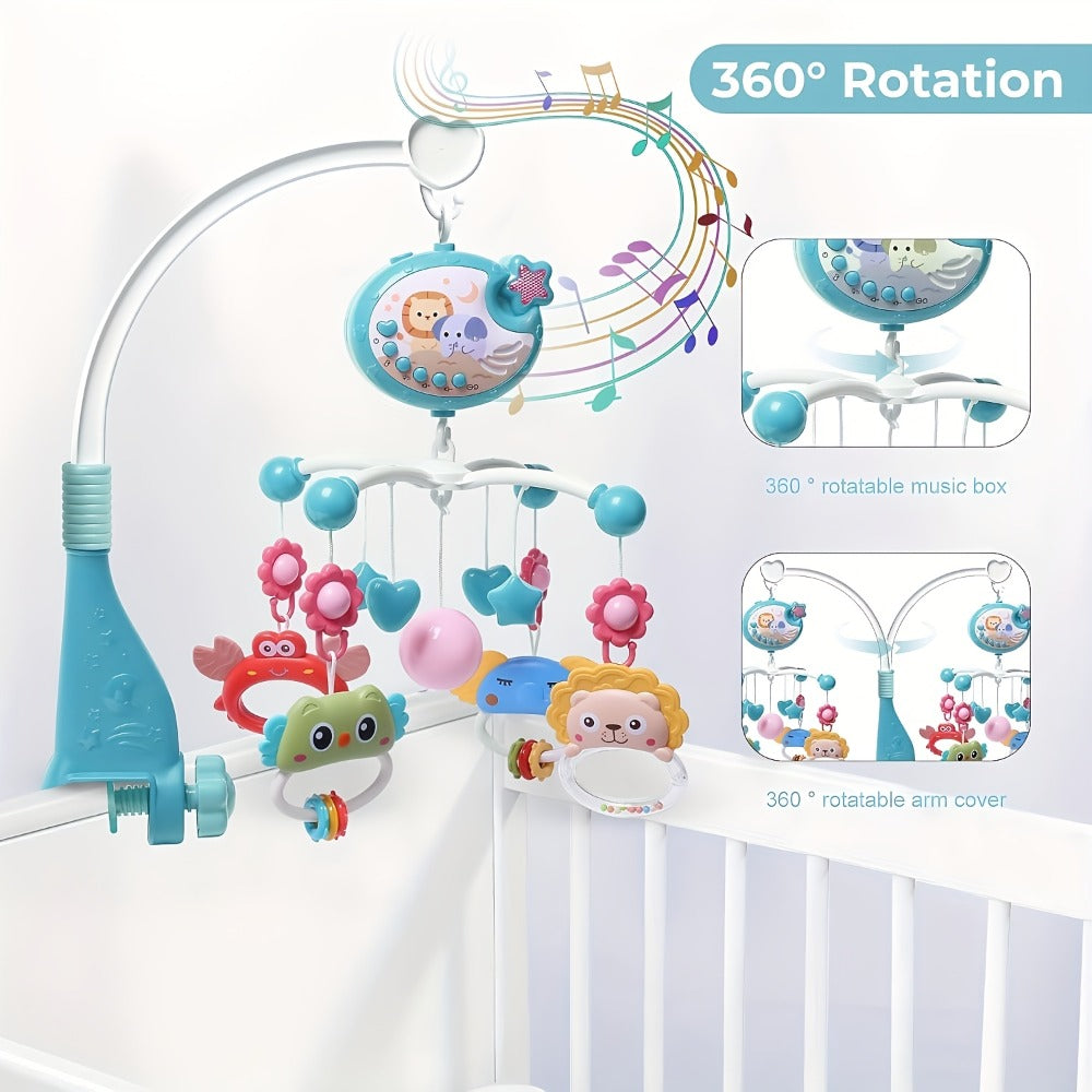 Baby Musical Crib Mobile with Music & Lights Projection, Take-Along Rattle & Music Box, Owl, Star & Penguin Styles — image 3