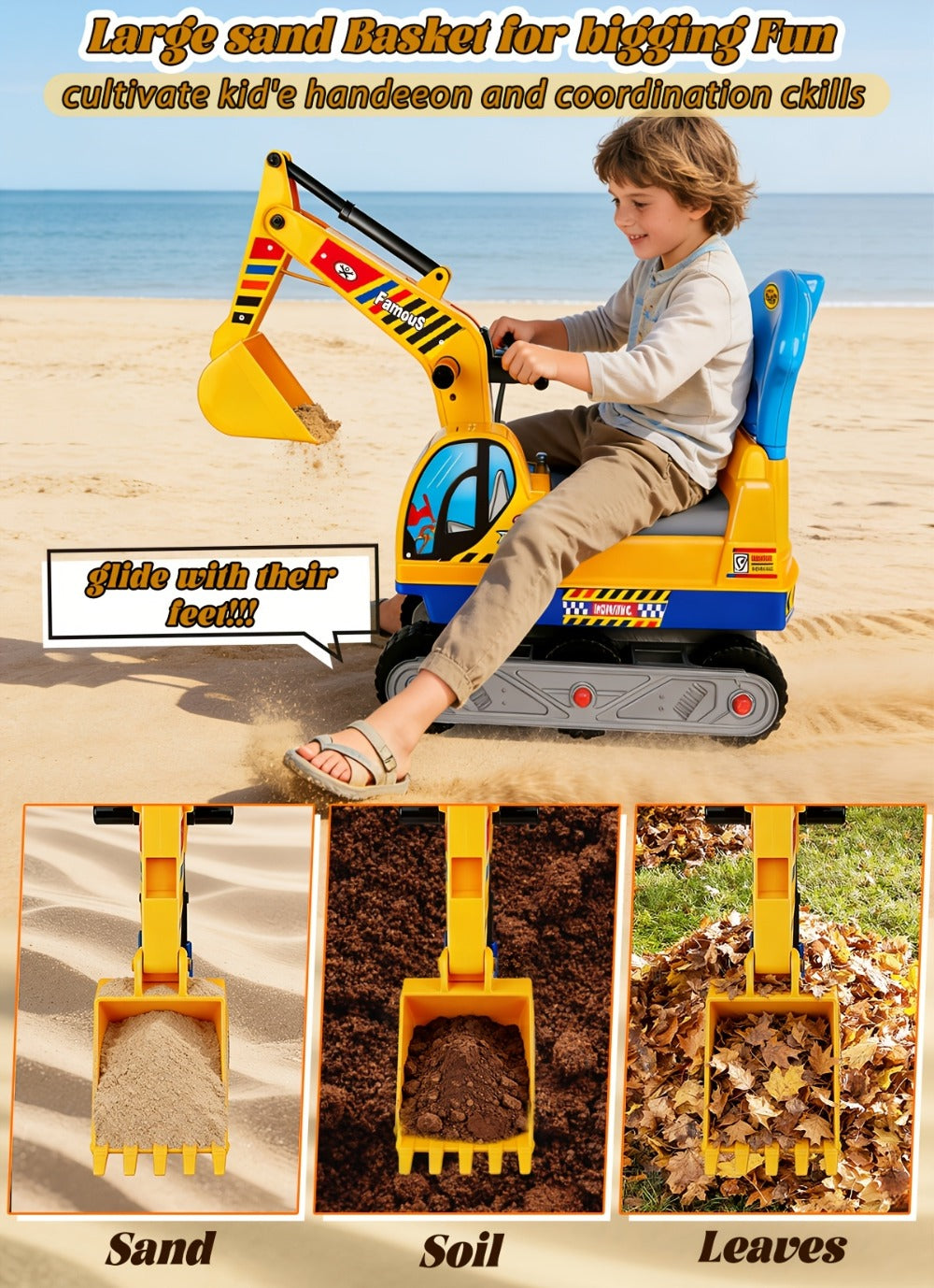 Ride-On Excavator Toy for Kids with Manual Digging Arm with the Listed Color, Size or Set Options for Everyday Use — image 14