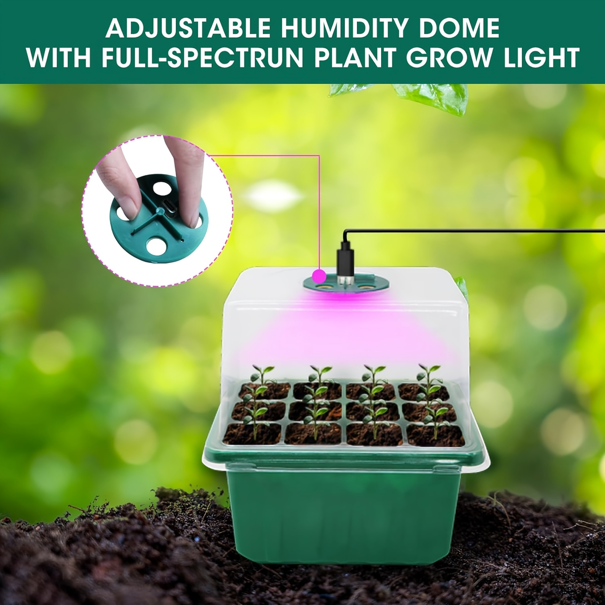 Seed Starter Kit 6-Pack with Grow Light Timing Controller, Adjustable Brightness Thickened Humidity Dome Heightened Lid — ima