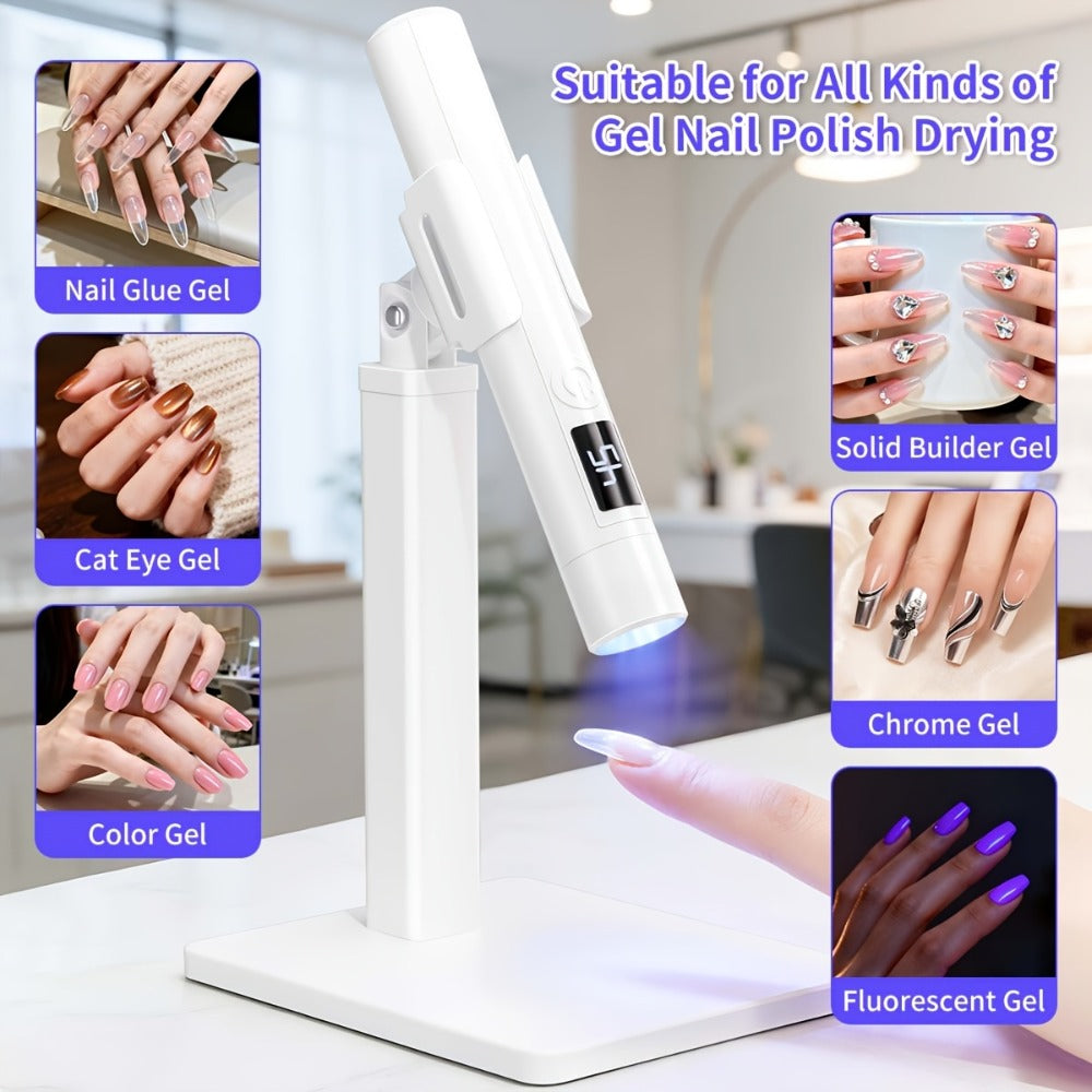 French Manicure Nail Stamper LED Lamp Kit, 4-Head Portable Rechargeable DIY Nail Art Tool with Nail Sticker — image 5