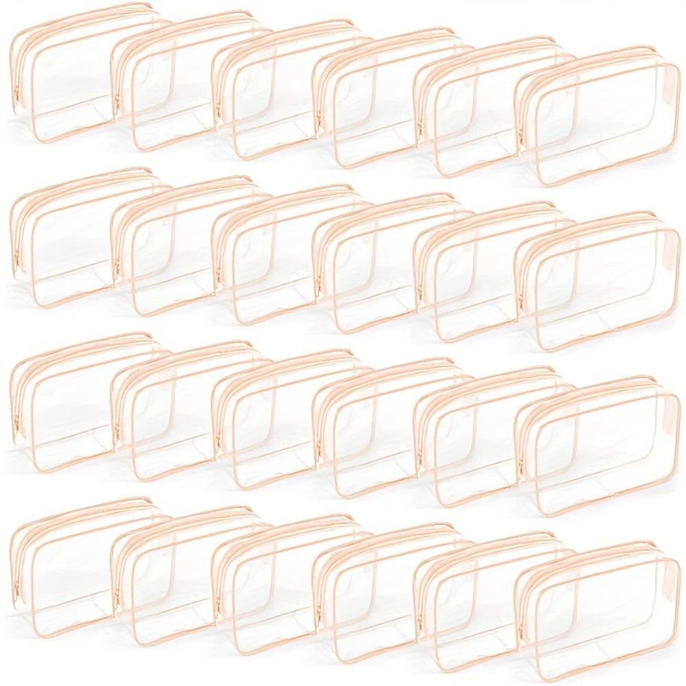 TSA Approved Clear Toiletry Bags Set of 24 Transparent Travel Makeup Organizer Pouches Medium Size Airport Security Quart Bag