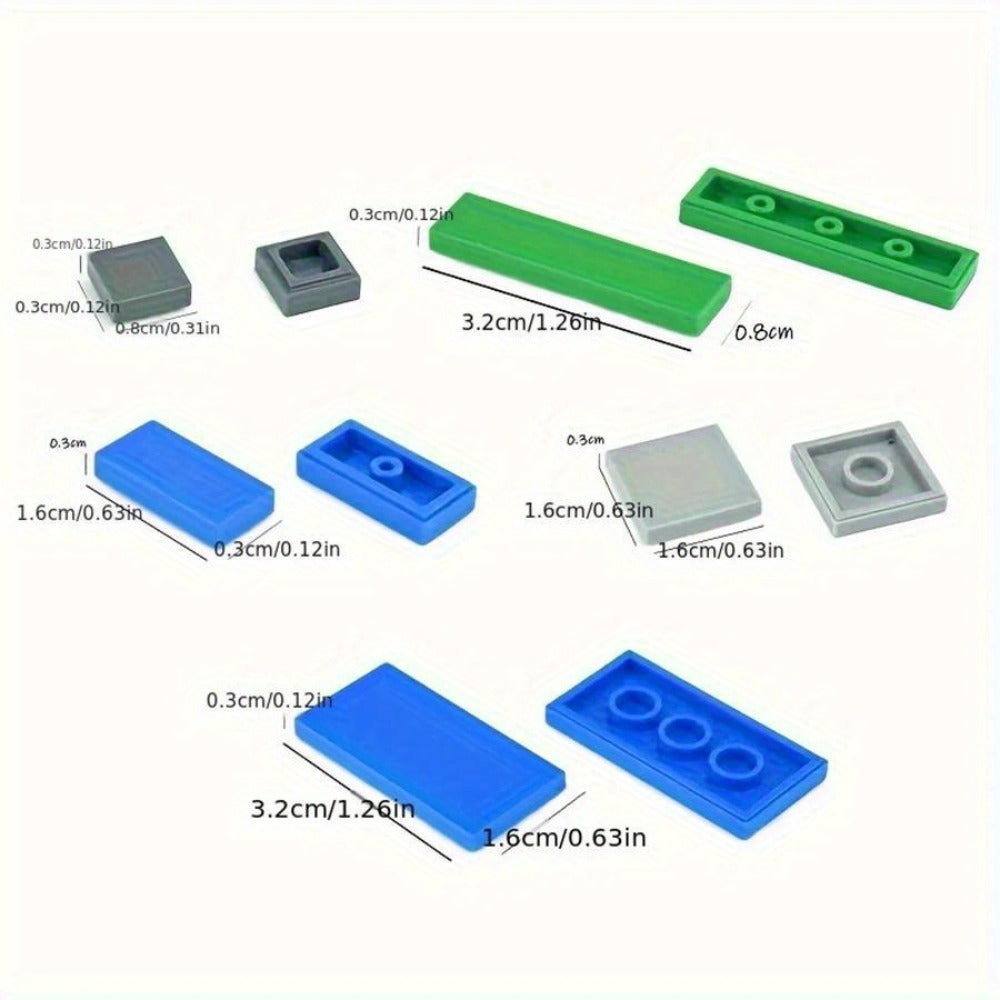 Bulk Flat Tile Building Blocks 150 Pcs – Smooth Thin Plate Bricks 1x1 1x2 1x6 LEGO Compatible MOC Accessories Kids Creative B