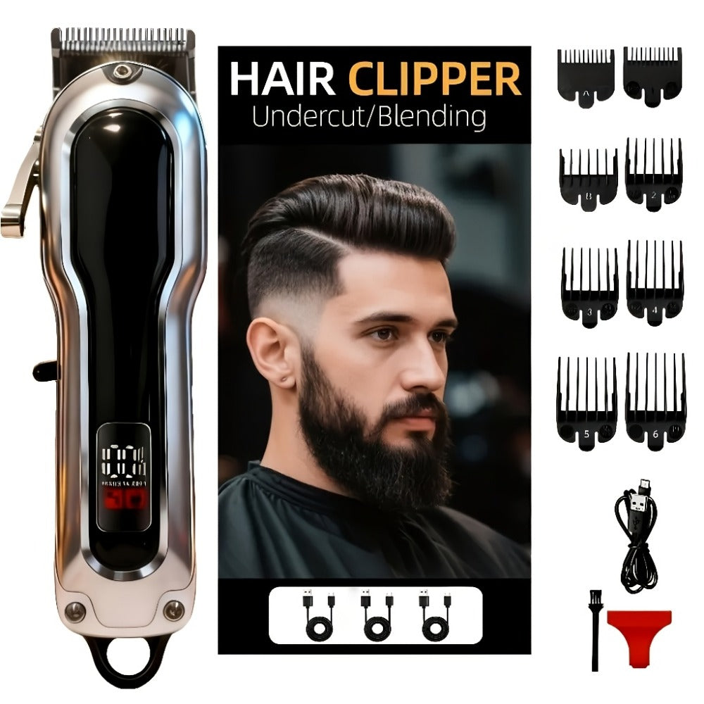 Electric Hair Clipper Set with Limit Comb – Barber-Grade Professional Trimmer, Long-Lasting Rechargeable Battery, Home & Trav