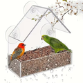 Clear Window-Mount Bird Feeder with Suction Cups, Roofed Seed Tray and Transparent Single Checkout — image 1