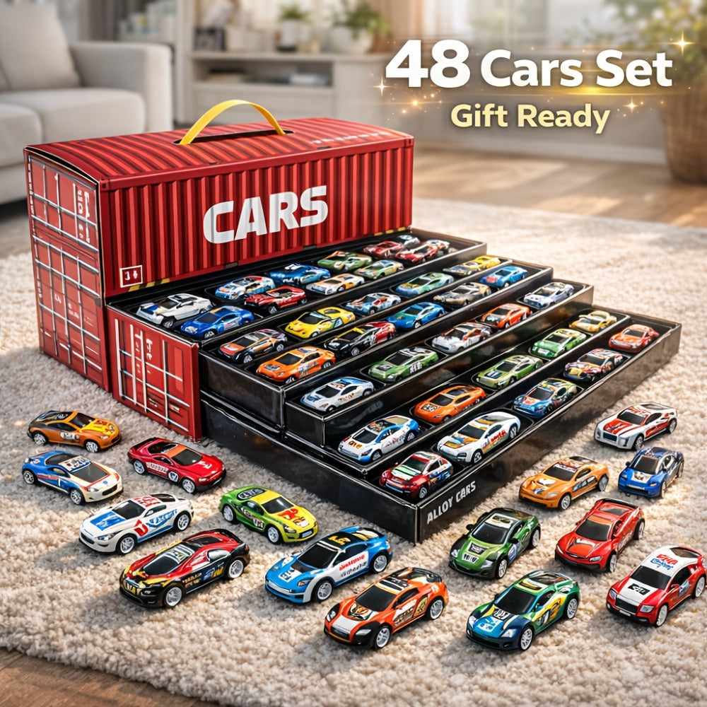 48-Piece Parking Lot Playset for Kids, 4-Level Car Garage with Friction Powered Mini Cars, Ramp & Track — image 2