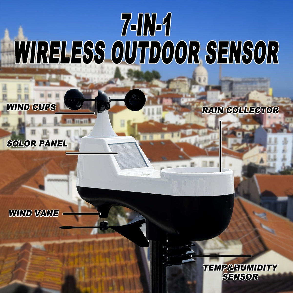 WiFi Weather Station | 7-in-1 Rain Gauge Wind Speed App Forecast — image 5