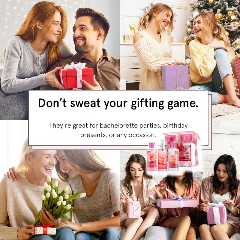 Bath Body Care Gift Set Shower Gel Body Lotion Body Mist Aloe Vera Vitamin E Glycerin Deep Moisturizing Fragrance Set for Wom
