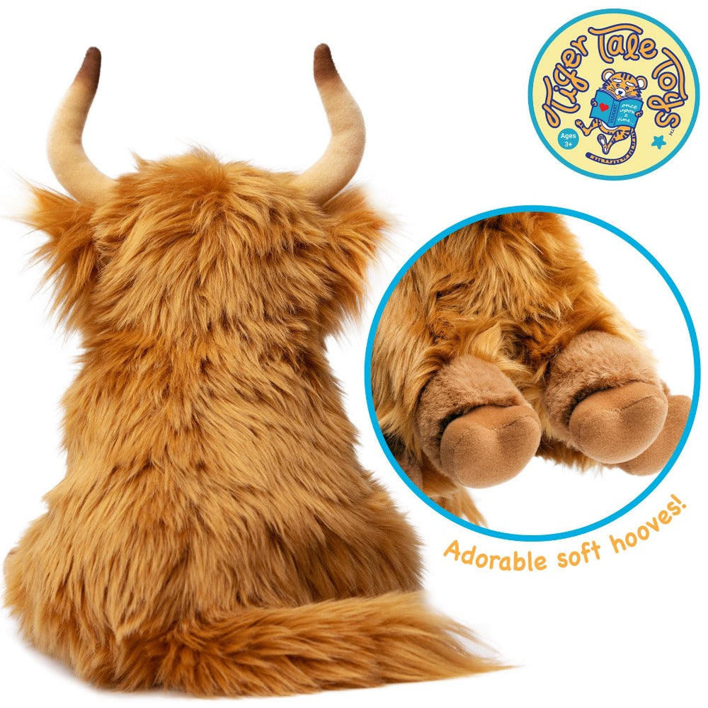 Stuffed Animal Henley Highland Cow with 14-Inch Scale, Shaggy Brown Coat and Care for Character Display, Room Decor and Gift 
