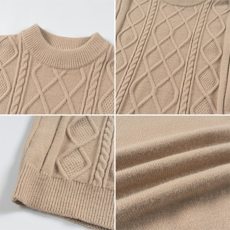 Mens Solid Color Casual Half High Neck Knit Top