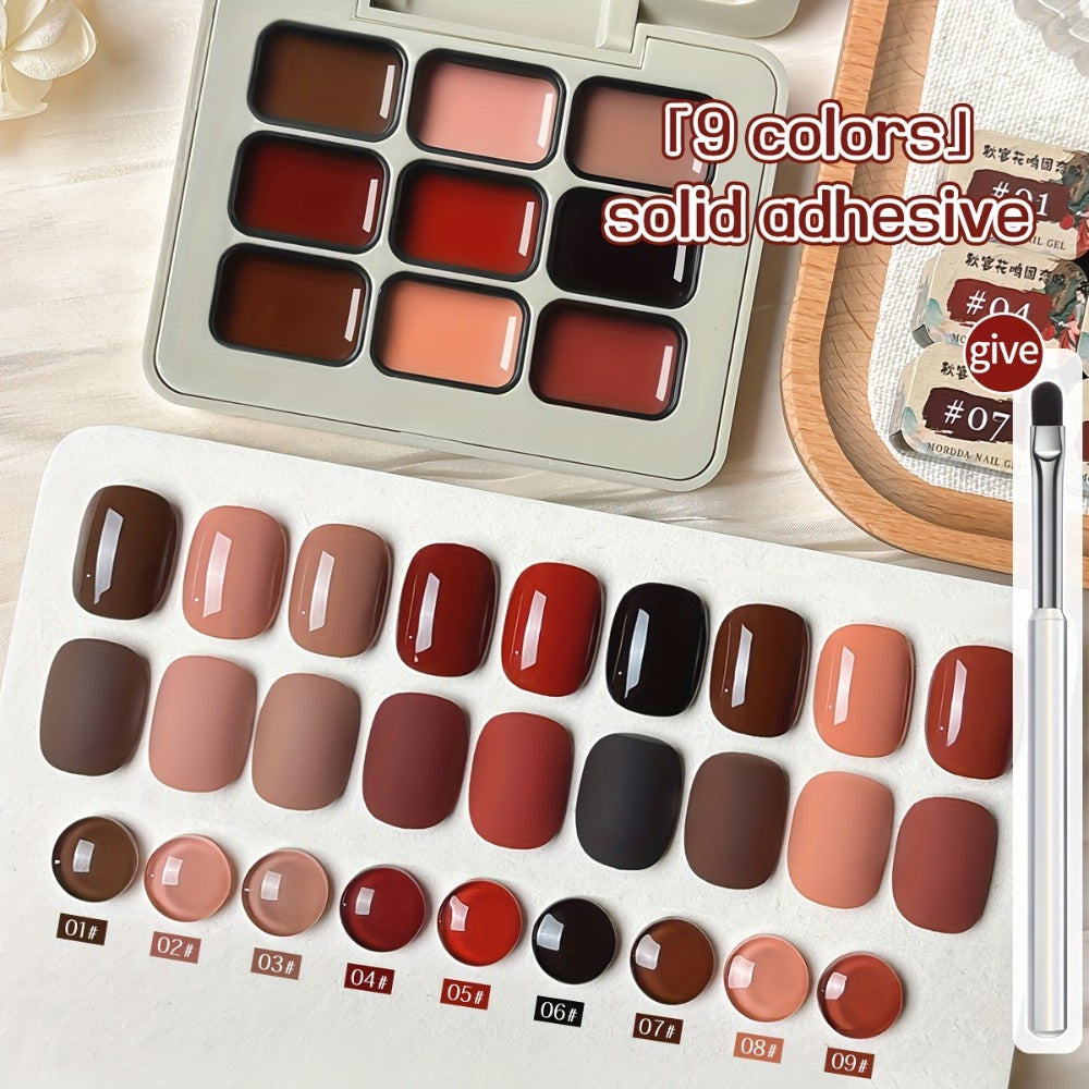 Gel Nail Polish MORDDA 9-Color Autumn Harvest Set with Solid Shades and Included LED Curing Pen for Nail Art — image 2