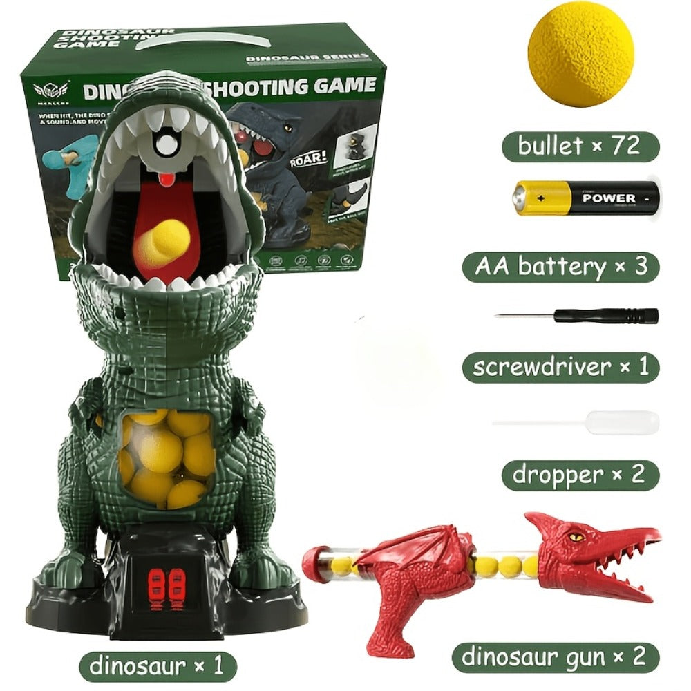 Dinosaur Shooting Toy Set for Kids, Air Pump Foam Bullet Blaster with Moving Dinosaur Targets, Twin Pistol — image 6