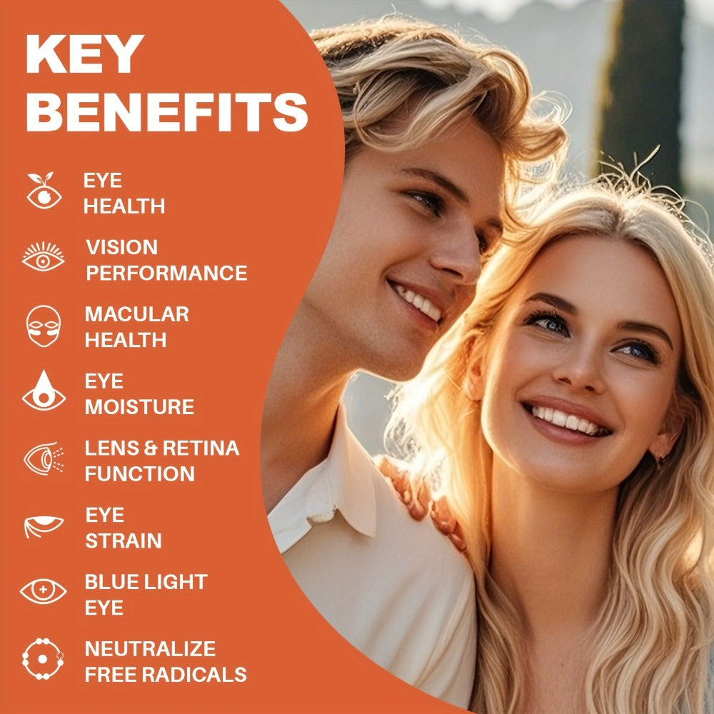 Eye Vitamins with Lutein & Zeaxanthin Capsules, Enhanced with Astaxanthin, Omega-3, Bilberry & Resveratrol for Vision Health 