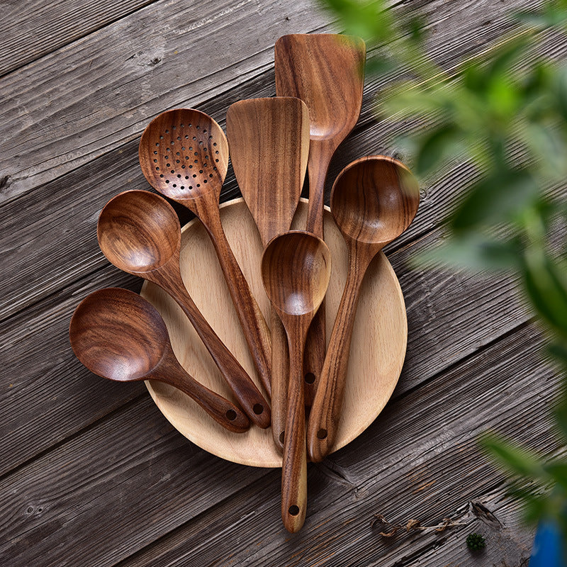 Non Stick Teak Cooking Spatula Set Of Seven Pieces