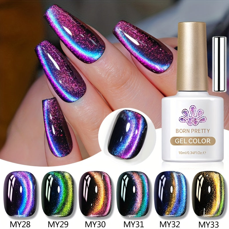 Gel Nail Polish 6-Color 9D Polaris Magnetic Set with Six 10ml Glass-Water-Light Shades for Nail Art — image 23
