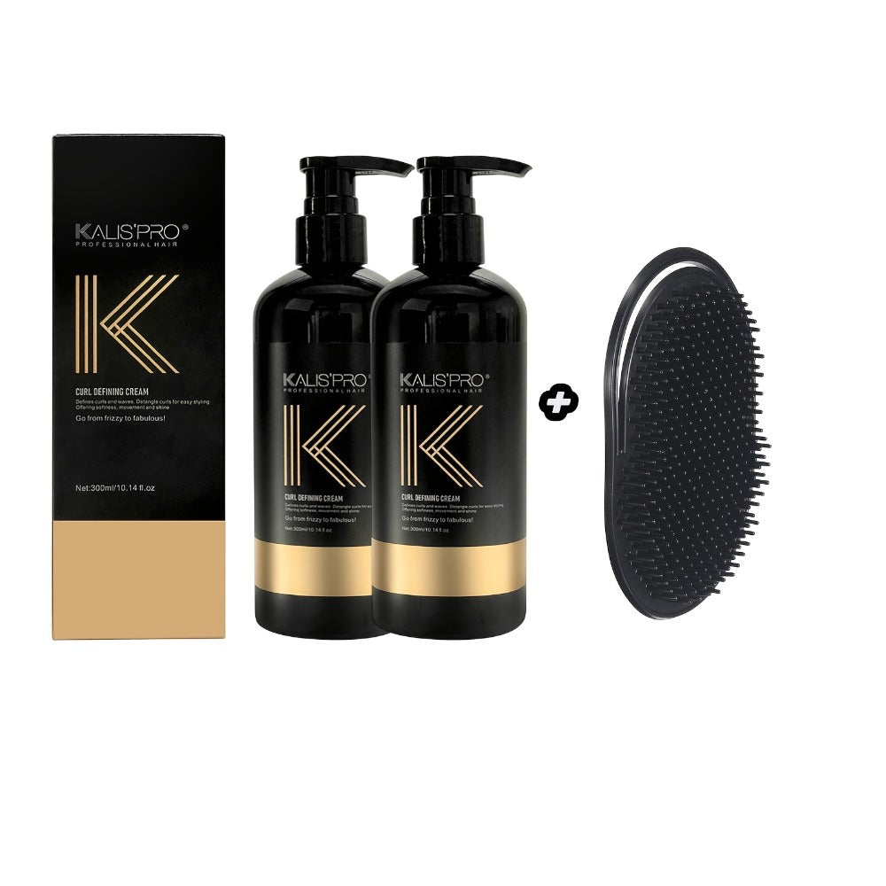 Curl Defining Cream and Detangling Brush Set by KALISPRO with One or Two 300ml Pump Bottles — image 5