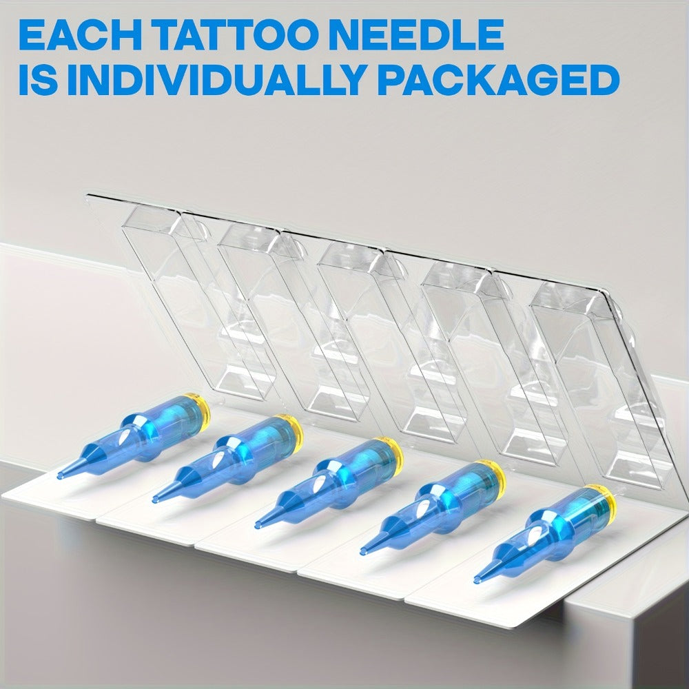 Tattoo Needles 50Pcs Round Liner Shader - POSEIDON V3 12RL 12RS Membrane Safety for Temporary Body Art, Festivals and Costume