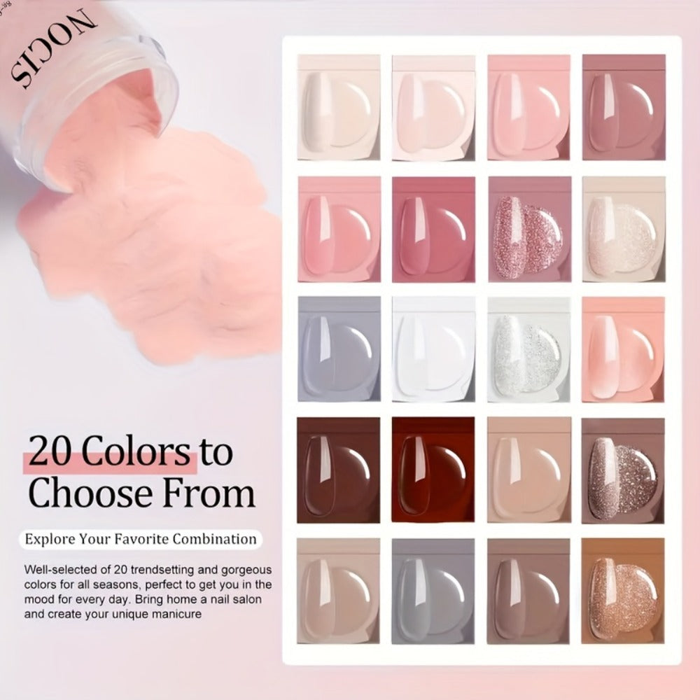 Sparkling Glitter Dip Powder Nail Set 33Pcs with Activator & Primer, 20 Colors No Lamp Needed for French — image 2