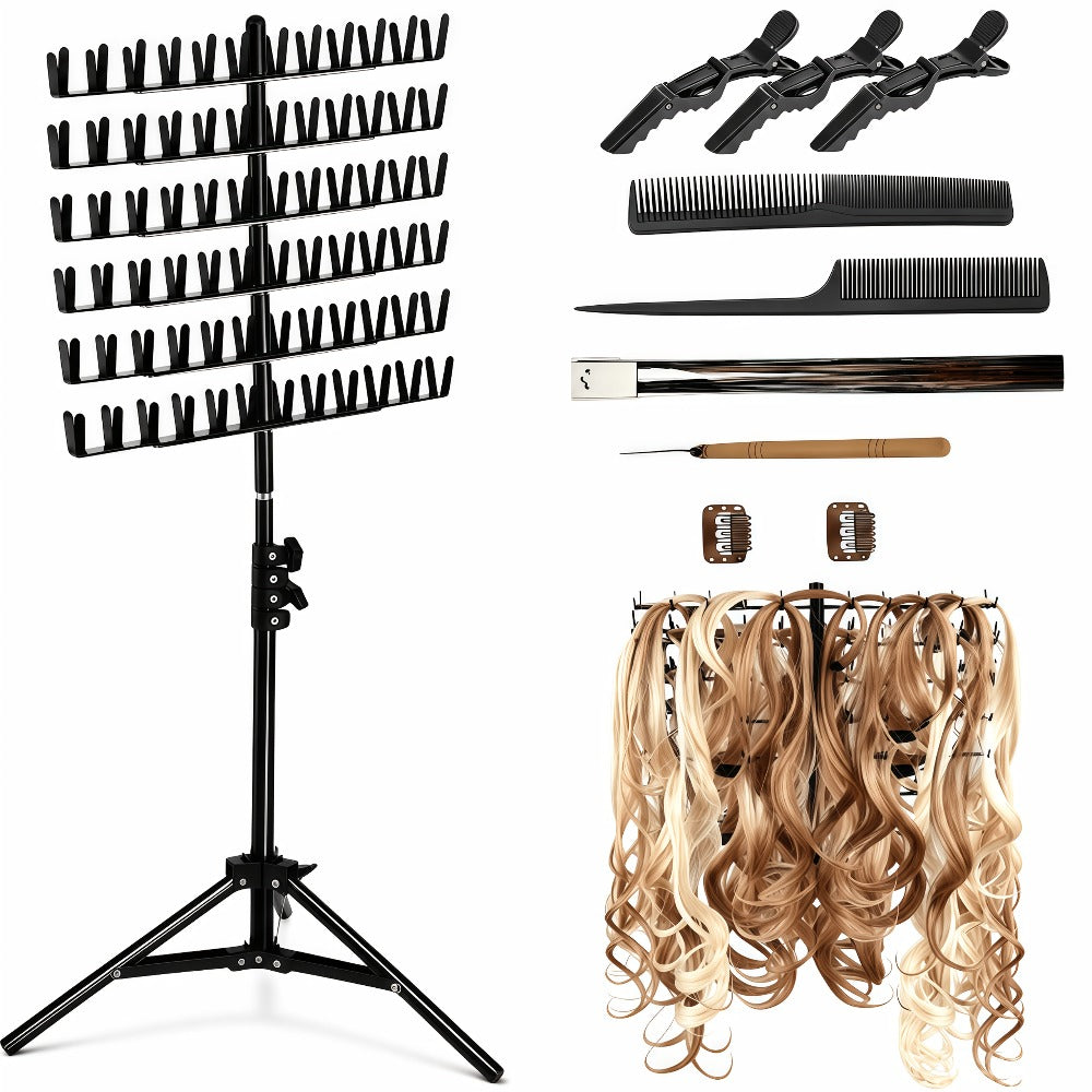 Braiding Hair Rack Hair Styling Tool with 144-Strand Layout, 30-50-Inch Height and Foldable Stand — image 2