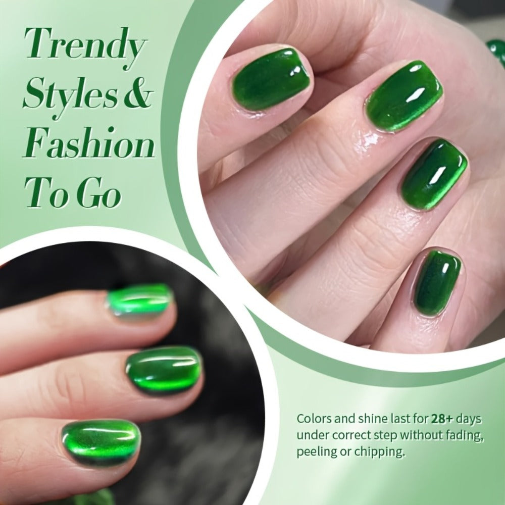 Gel Nail Polish BORN PRETTY MY269 Imperial Green 10ml Magnetic Cat Eye Shimmer in a White Bottle — image 7