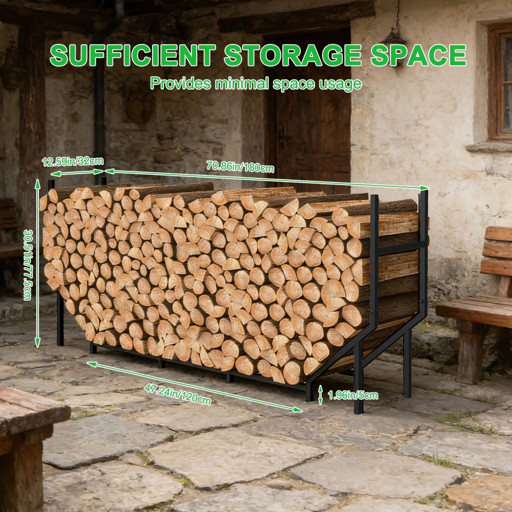 Firewood Rack | Heavy Duty Steel Indoor Outdoor Fireplace Patio Deck — image 19