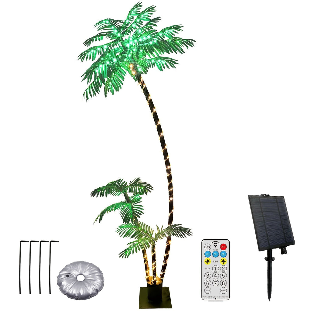 Solar Palm Tree Light 7ft 260 LED Outdoor Patio Tropical Decor Waterproof — image 2