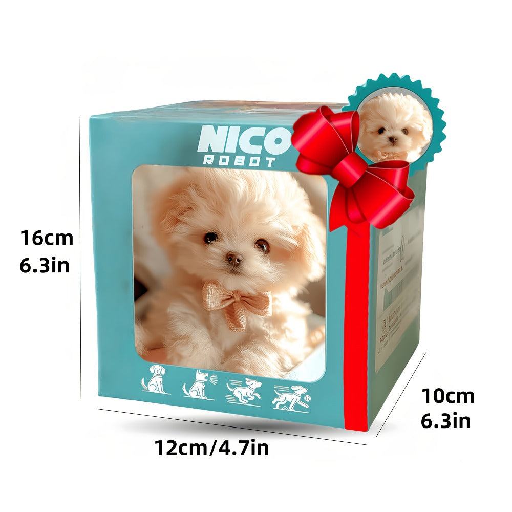 White Realistic Robot Dog Toy, Interactive Walking, Barking & Tail Wagging, Expressive Eyes, Plush Biomimetic Pet — image 3
