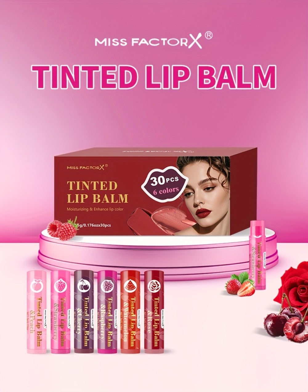 MISS FACTOR 30-Piece Tinted Lip Balm Set with Capped Tubes Organized into Six Color Groups — image 10