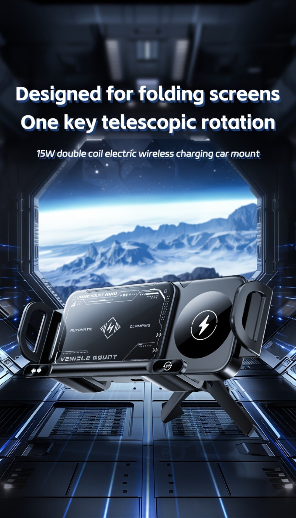 Dual-Coil Wireless Charging Car Mount with 15W Label, Fold-Screen Support and Three Configurations — image 12