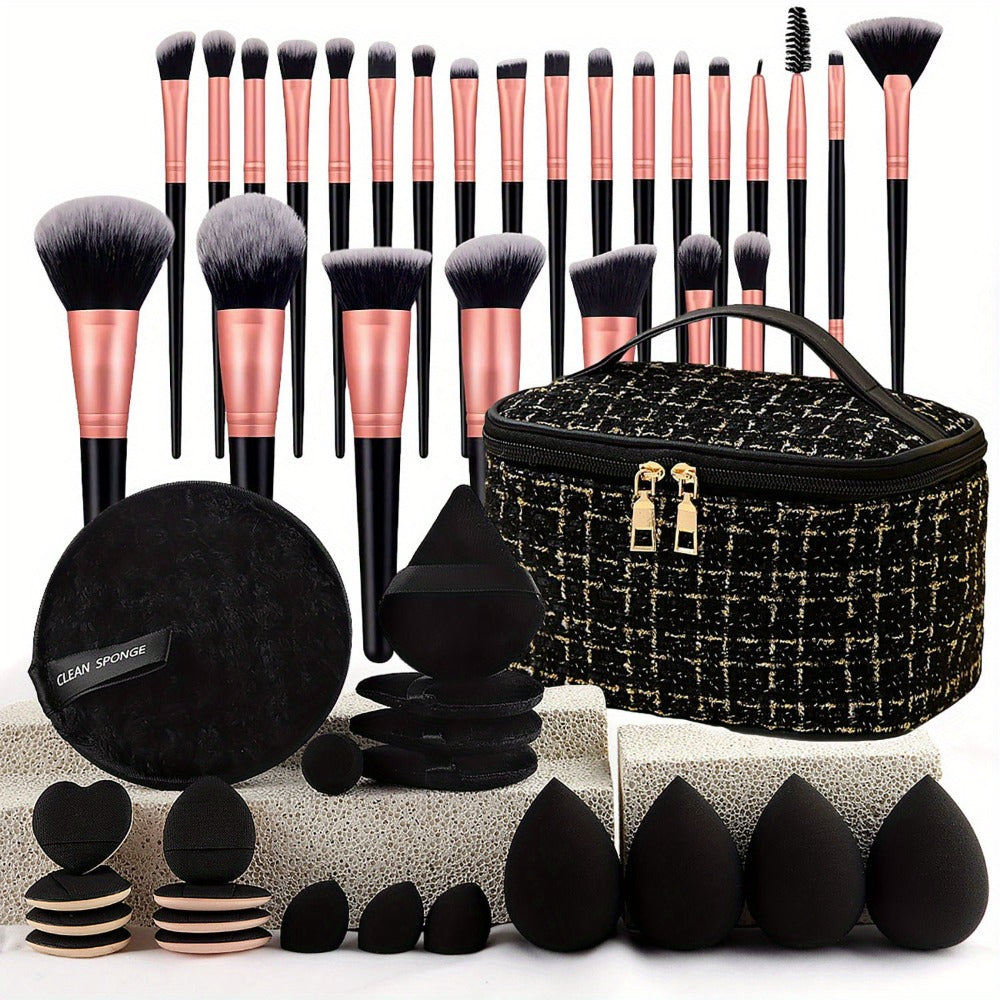 Makeup Brush Set, 47-Piece Cosmetic Kit with Wash Bag, Brush Sleeve, Butterfly Hair Band and Wrist Strap — image 8