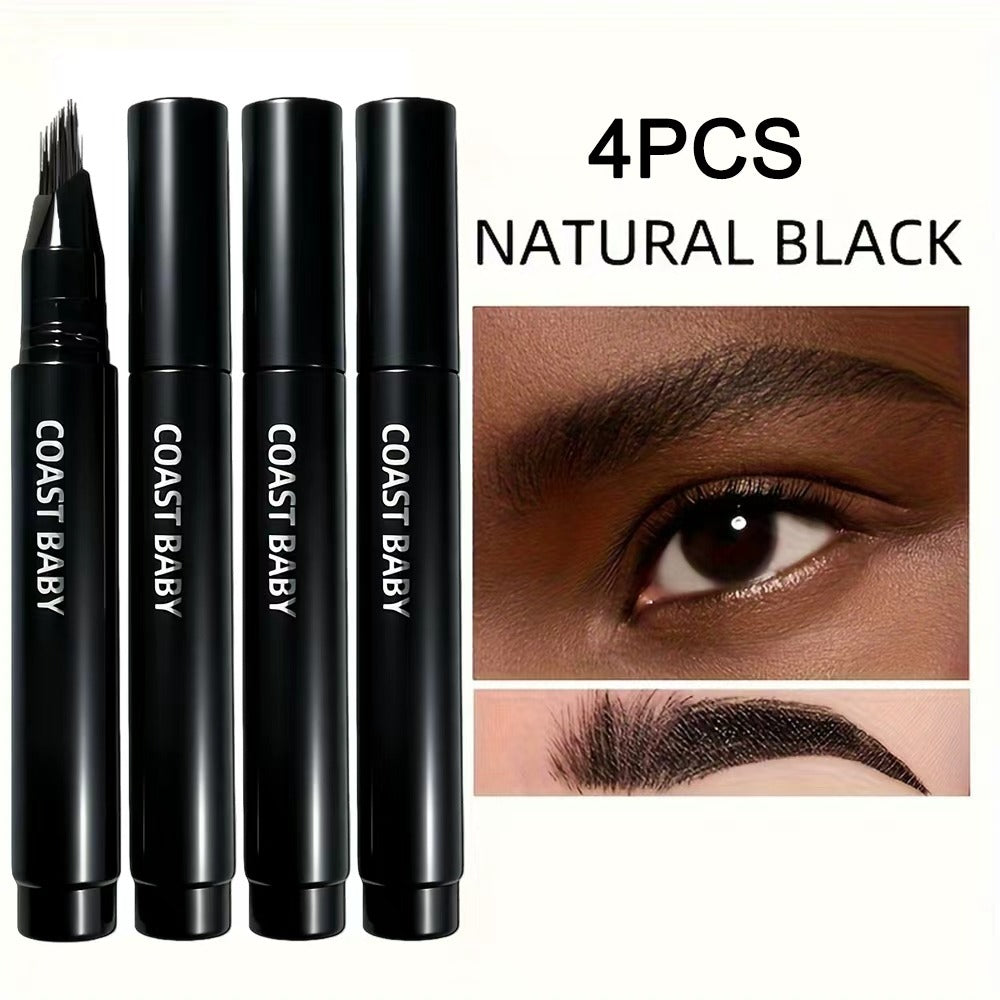 Four-Pack Multi-Fork Tip Eyebrow Pens in Four Color Labels with Capped Bodies and Approx. 11.3 cm Length — image 3