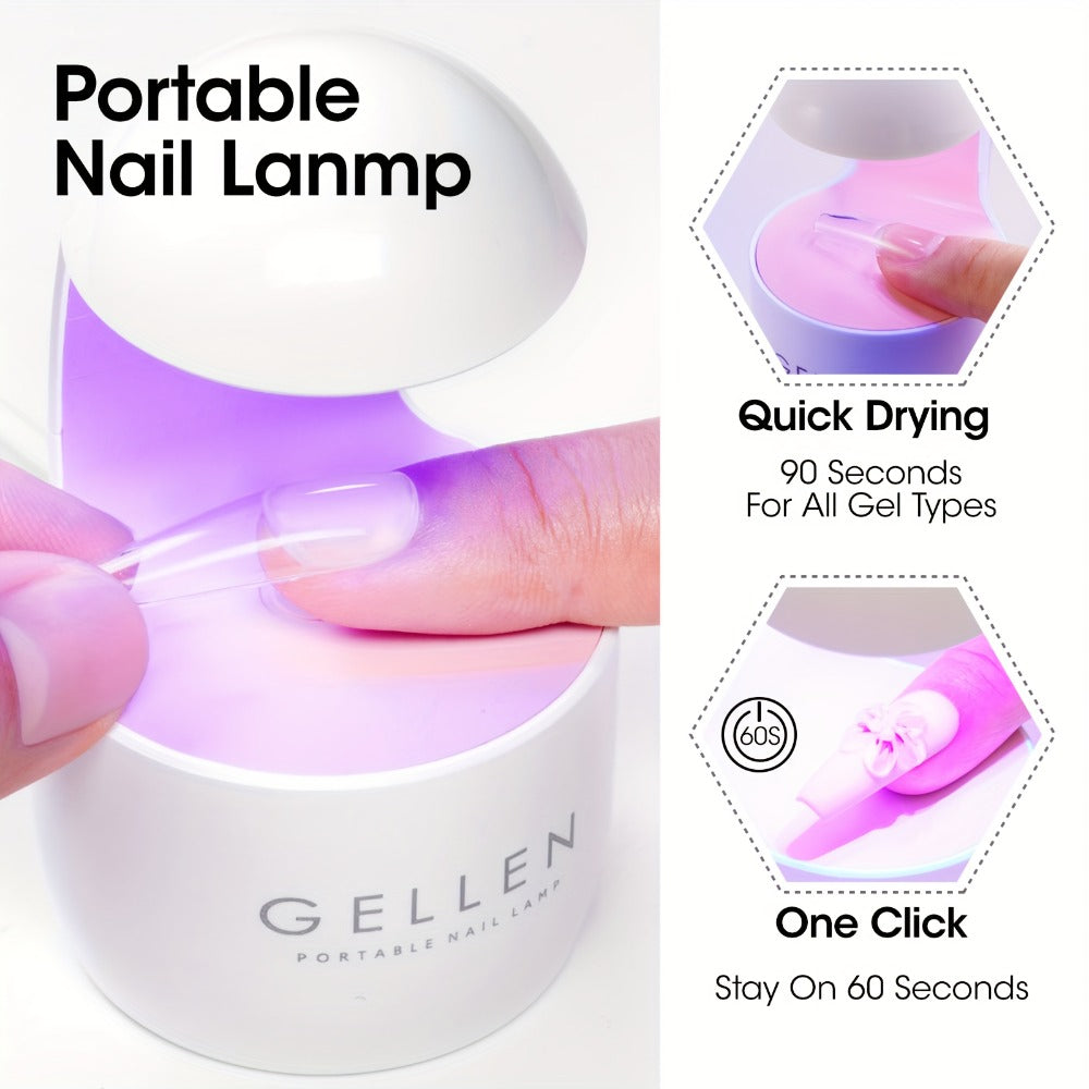 Solid Gel Nail Glue Kit with Mini LED Lamp – 8g UV Cure Gel Glue 28+ Days Long-Lasting Bond for Press On Nails Acrylic Tips R