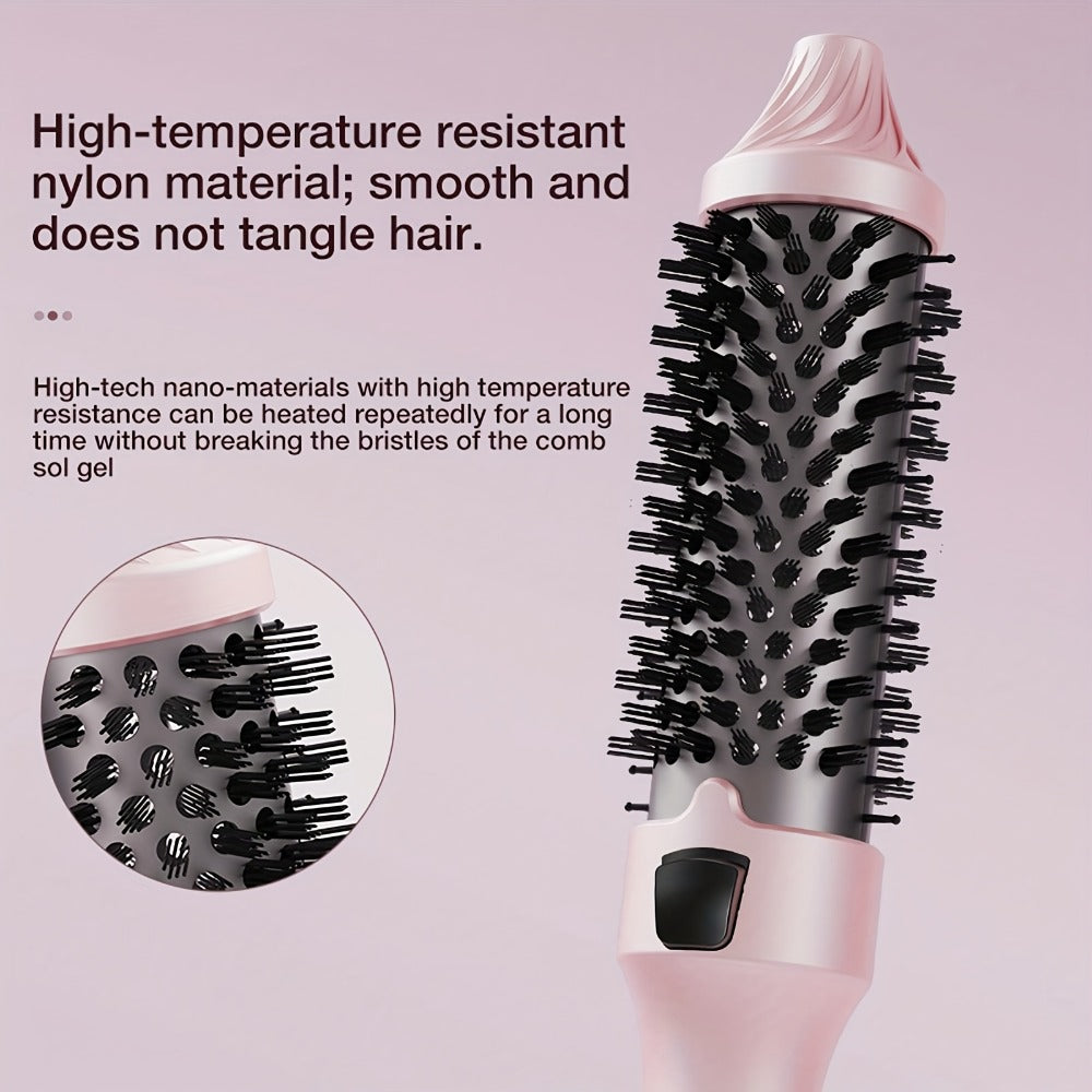 2-in-1 Hot Air Brush Straightener & Curler with Negative Ion Technology, Frizz-Free Blowout Brush with Adjustable Temp Contro