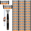 Beard Razor for Men 6-Layer Stainless Steel Blades Premium Metal Handle 36 Replaceable Blades – Mustache Grooming Shaver Ultr