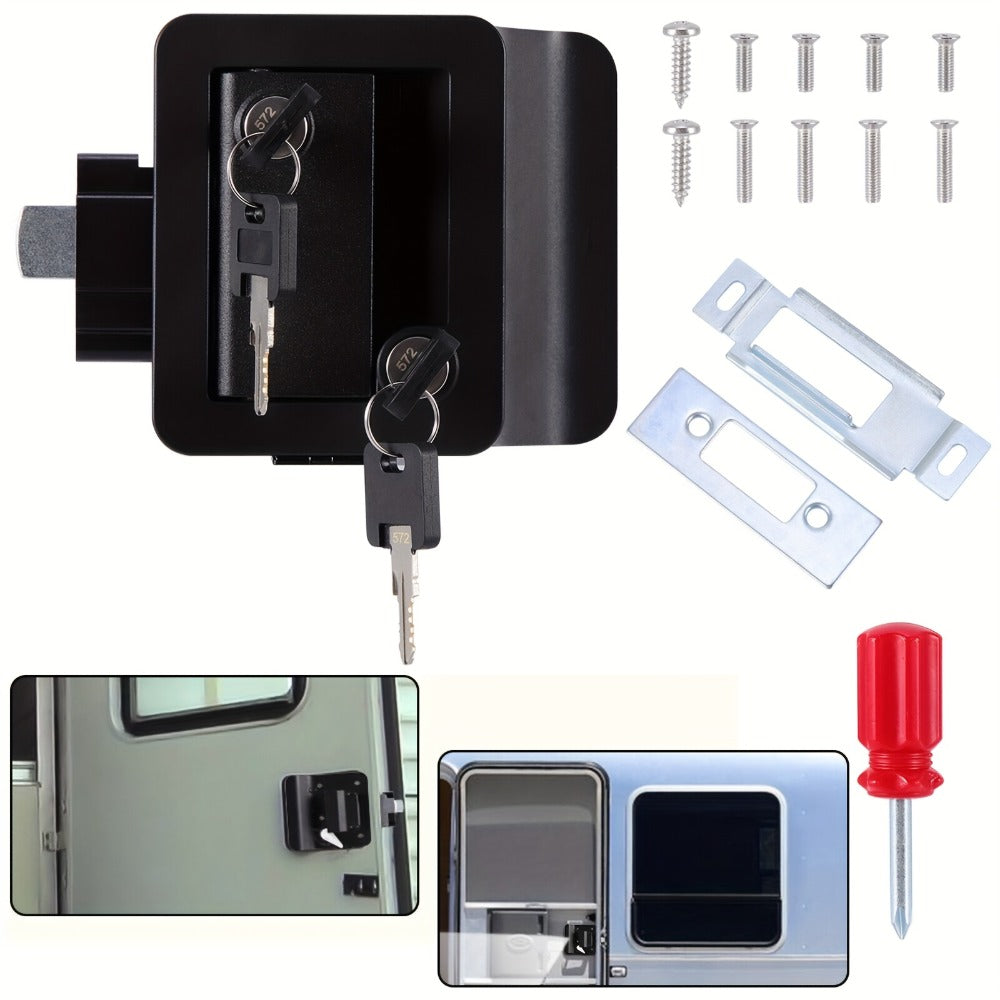 RV Door Lock Replacement – Travel Trailer Entry Door Lock with Deadbolt, Fits 2-3/4" x 3-3/4" Hole, 1-1/4" to 1-1/2" Door Thi