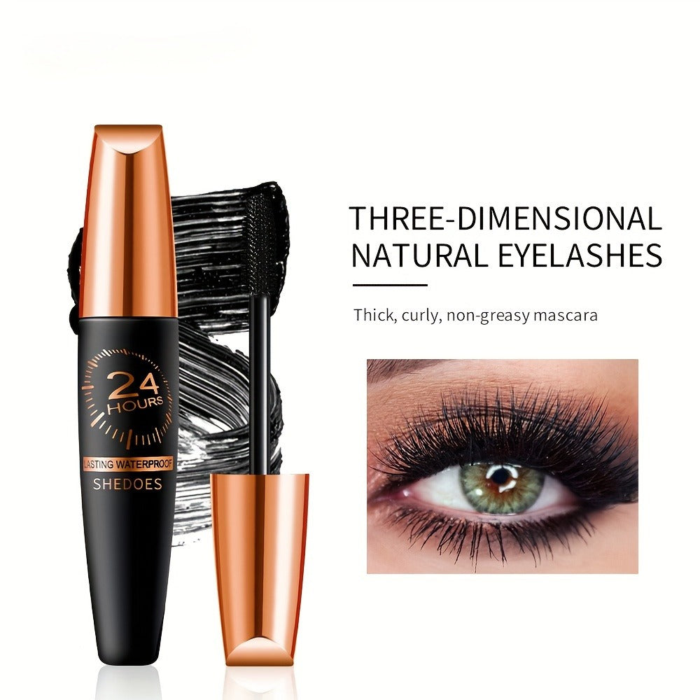 Black Mascara Three-Piece Set with Tapered Tubes, Copper-Color Caps and Black Bristle Applicator Wands — image 6