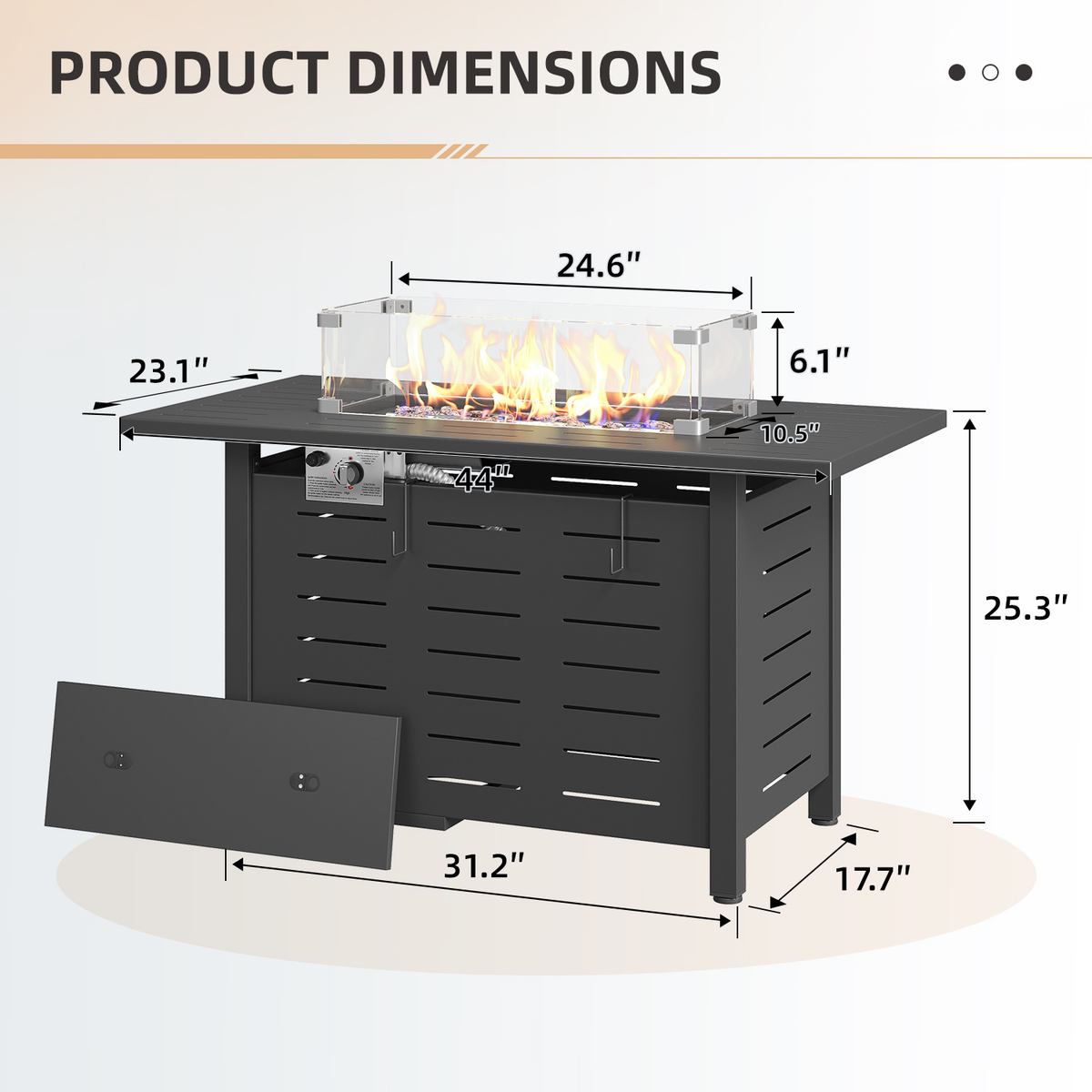 Propane Fire Pit Table Outdoor 50, 000 BTU Gas Fire Table with Lid Lava Rocks & Cover for Patio Backyard Deck Black Brown 40"