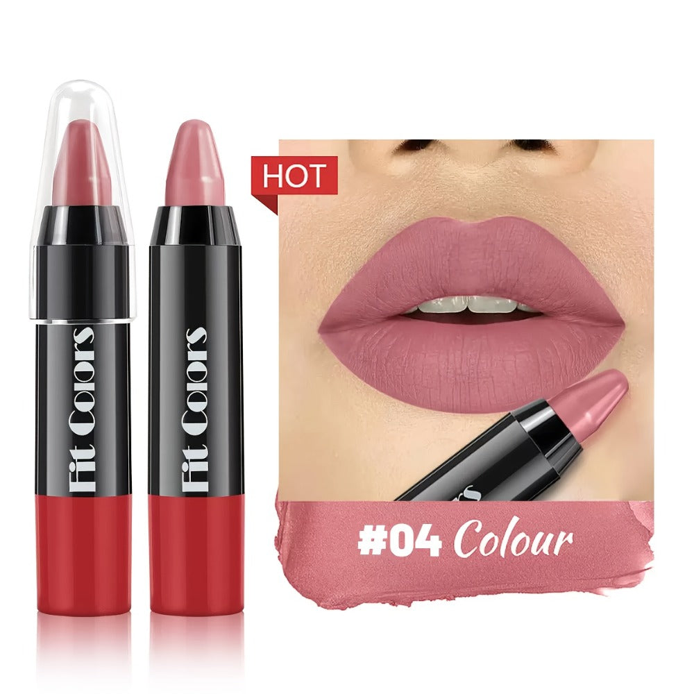 Squalane Crayon Lipstick Set 6 Pcs, Matte & Glossy Lip Pencil with Volumizing Formula, Easy Color Lip Liner for All Skin Type